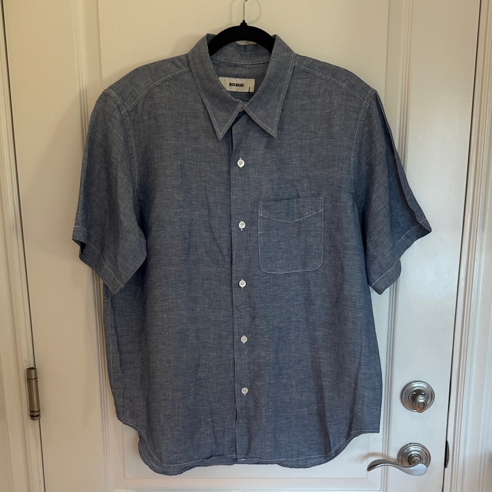 Buck Mason Blue Short Sleeve Button Down Shirt